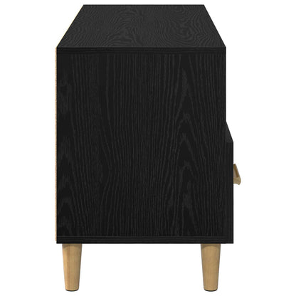 TV-kast met lade Zwart Eiken 102 x 35,5 x 50 cm Bewerkt hout