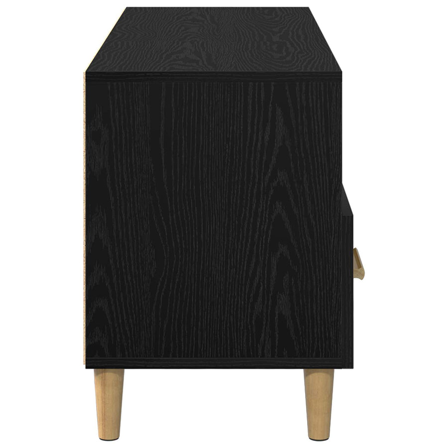 TV-kast met lade Zwart Eiken 102 x 35,5 x 50 cm Bewerkt hout