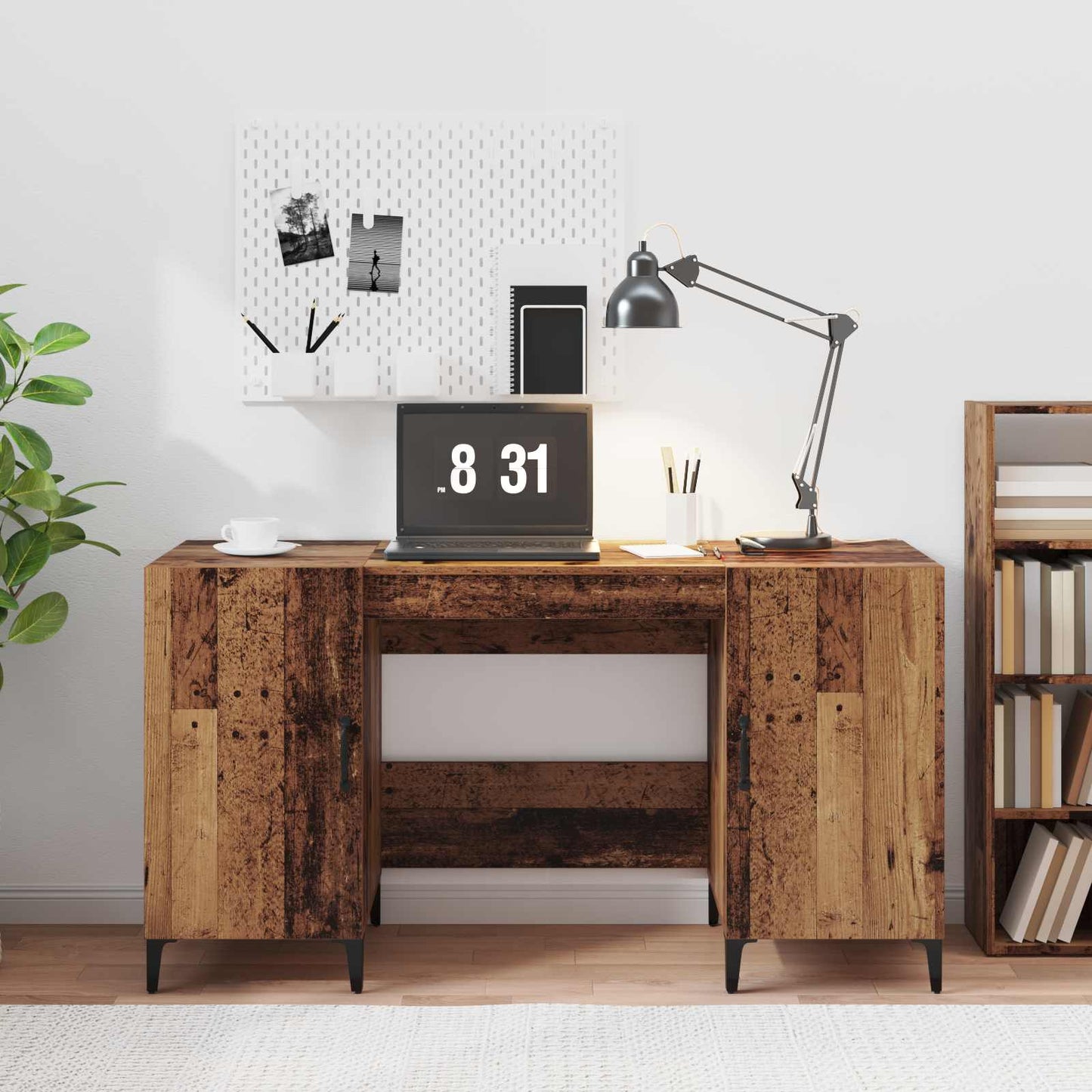 Bureau met opslag Oudhout 140 x 50 x 75 cm Bewerkt hout