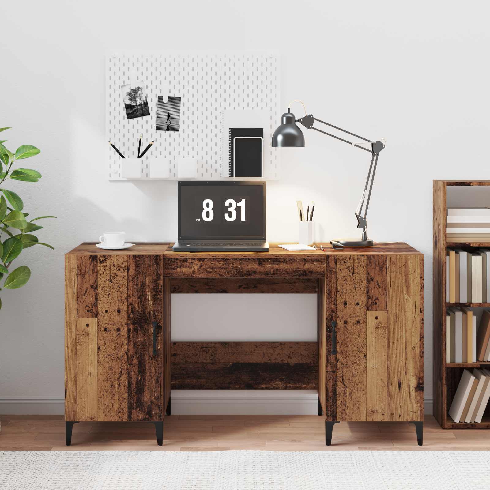 Bureau met opslag Oudhout 140 x 50 x 75 cm Bewerkt hout