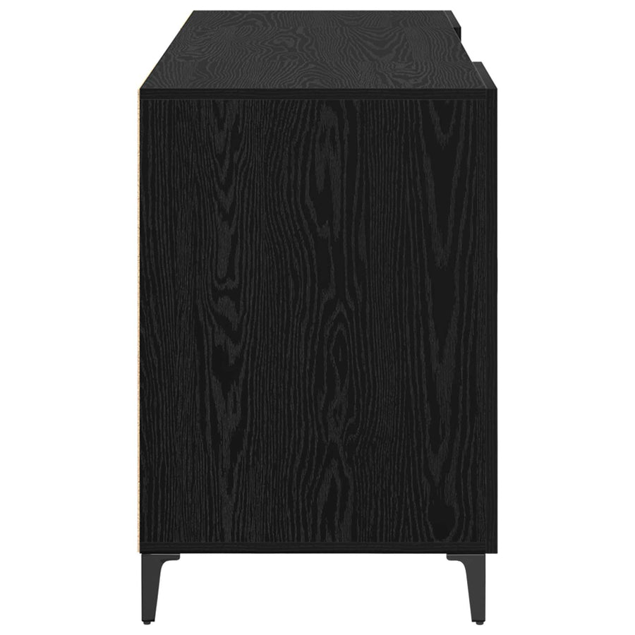 Bureau met opslag Zwart Eiken 140 x 50 x 75 cm Bewerkt hout