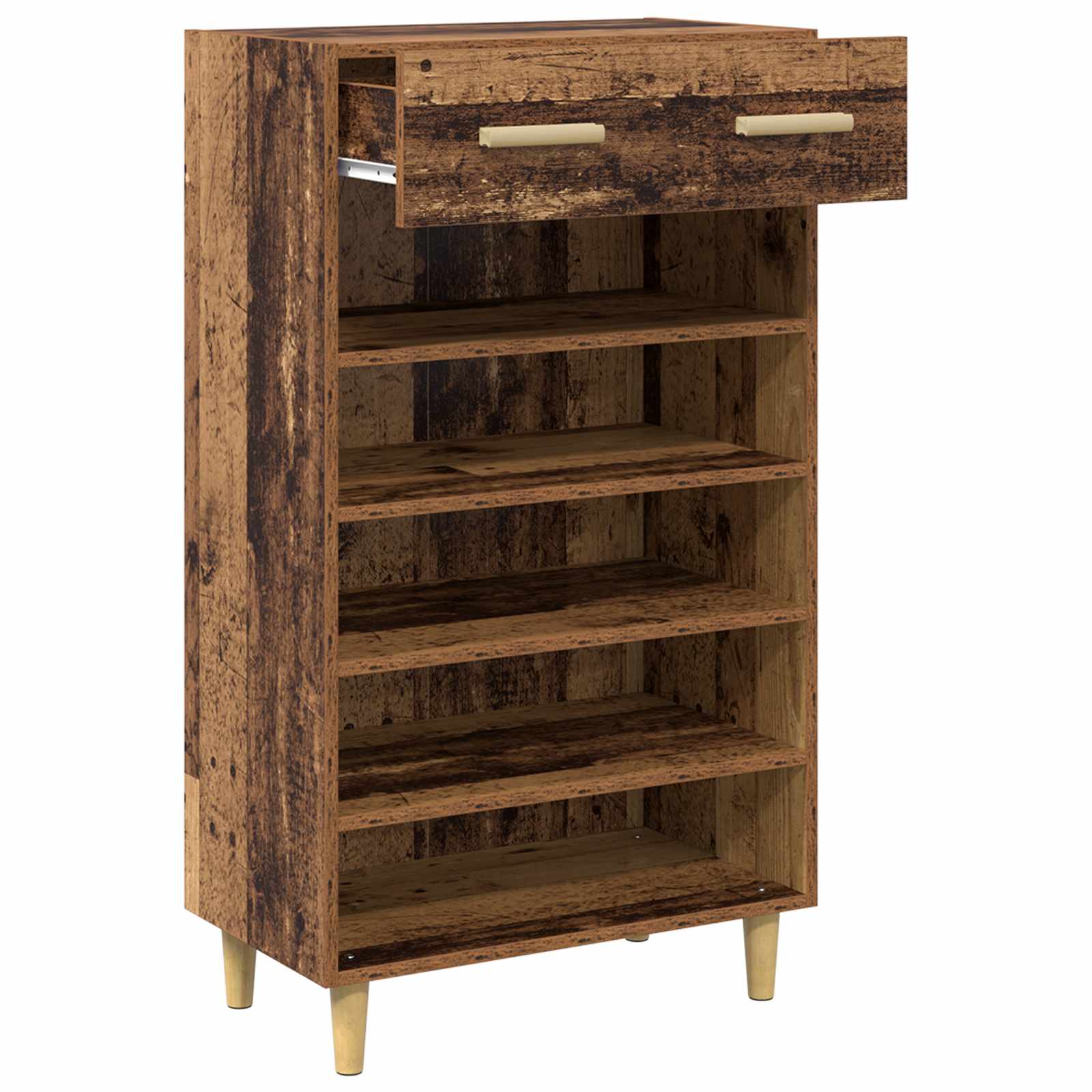 Schoenenkast met lade Oudhout 60 x 35 x 105 cm Bewerkt hout
