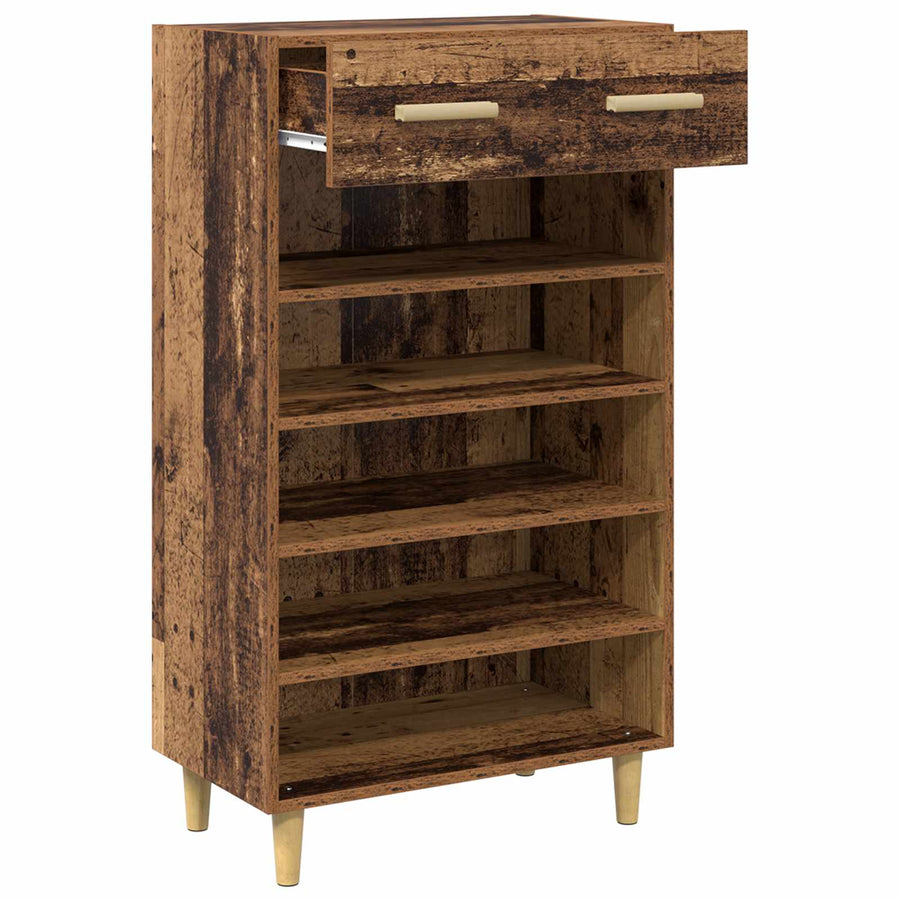 Schoenenkast met lade Oudhout 60 x 35 x 105 cm Bewerkt hout