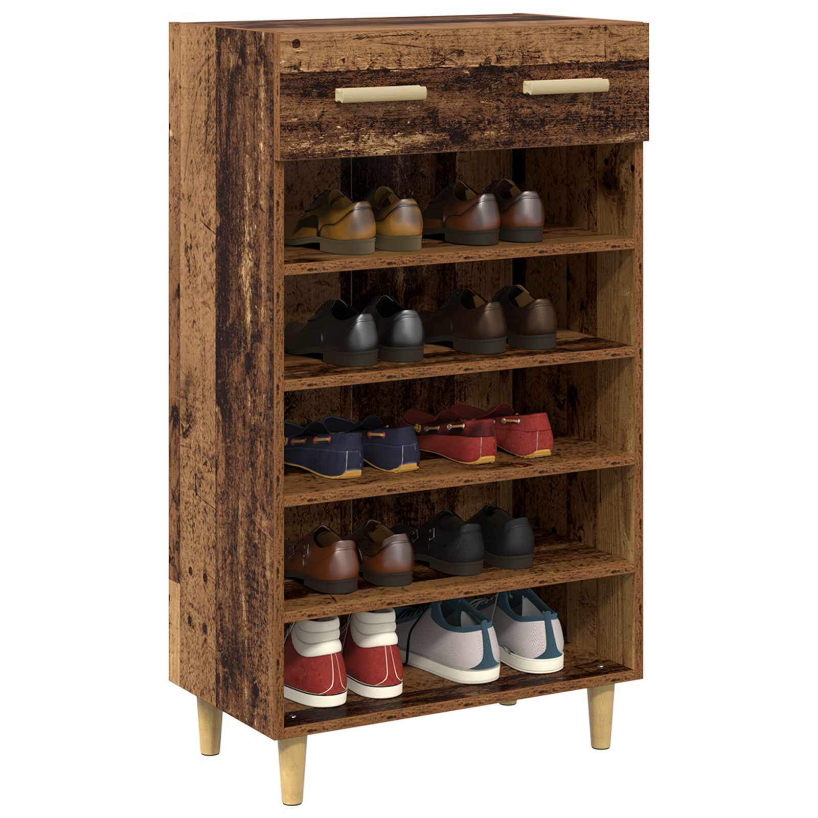 Schoenenkast met lade Oudhout 60 x 35 x 105 cm Bewerkt hout