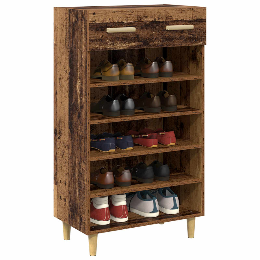 Schoenenkast met lade Oudhout 60 x 35 x 105 cm Bewerkt hout