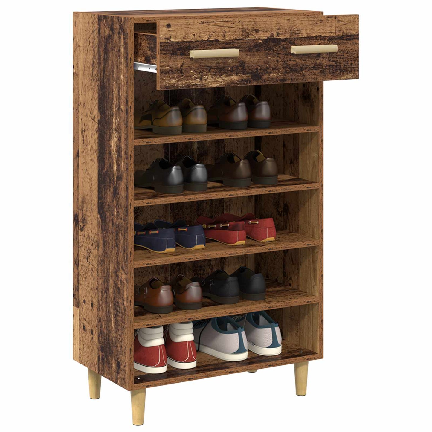 Schoenenkast met lade Oudhout 60 x 35 x 105 cm Bewerkt hout