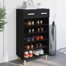 Schoenenkast met lade Zwart Eiken 60 x 35 x 105 cm Bewerkt hout