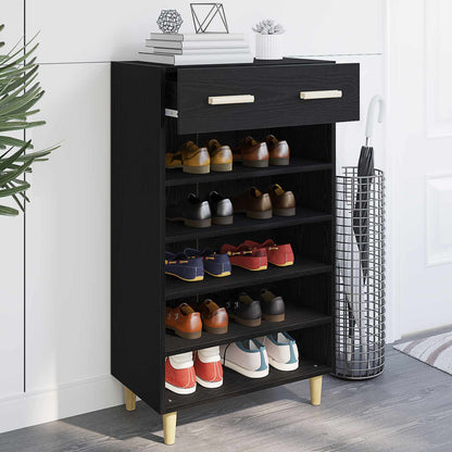 Schoenenkast met lade Zwart Eiken 60 x 35 x 105 cm Bewerkt hout