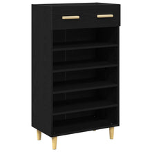 Schoenenkast met lade Zwart Eiken 60 x 35 x 105 cm Bewerkt hout