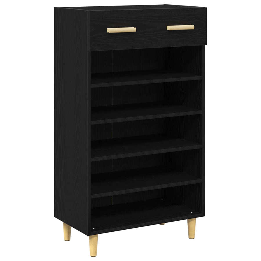 Schoenenkast met lade Zwart Eiken 60 x 35 x 105 cm Bewerkt hout