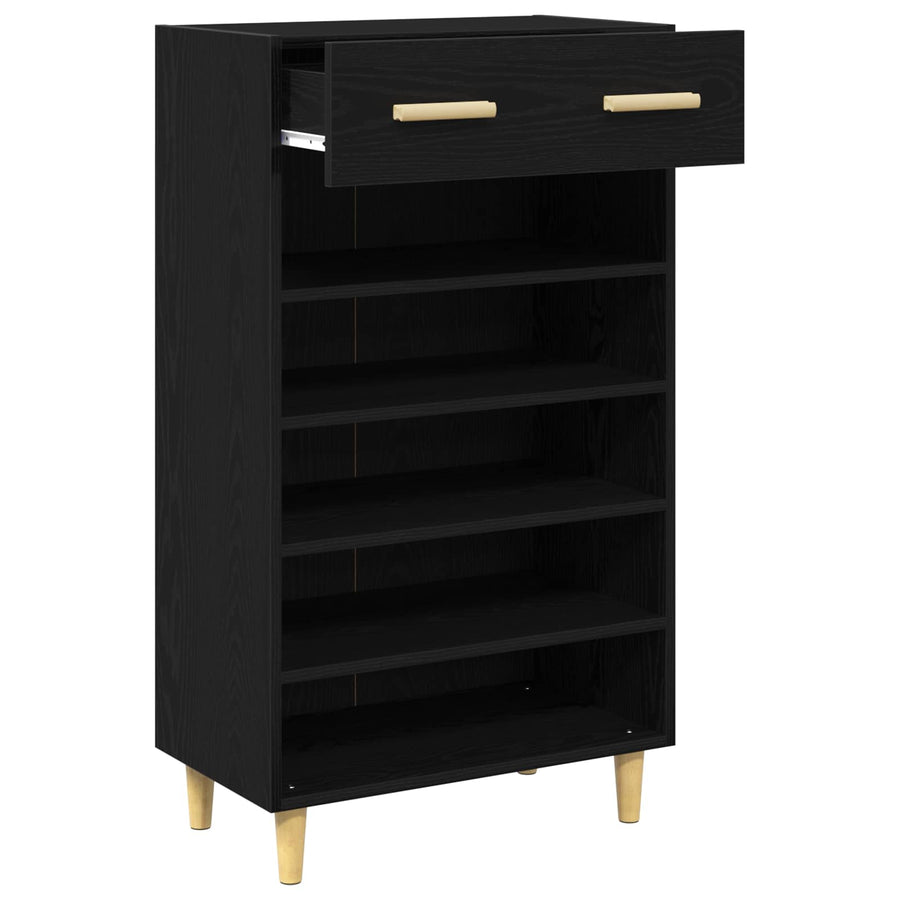 Schoenenkast met lade Zwart Eiken 60 x 35 x 105 cm Bewerkt hout