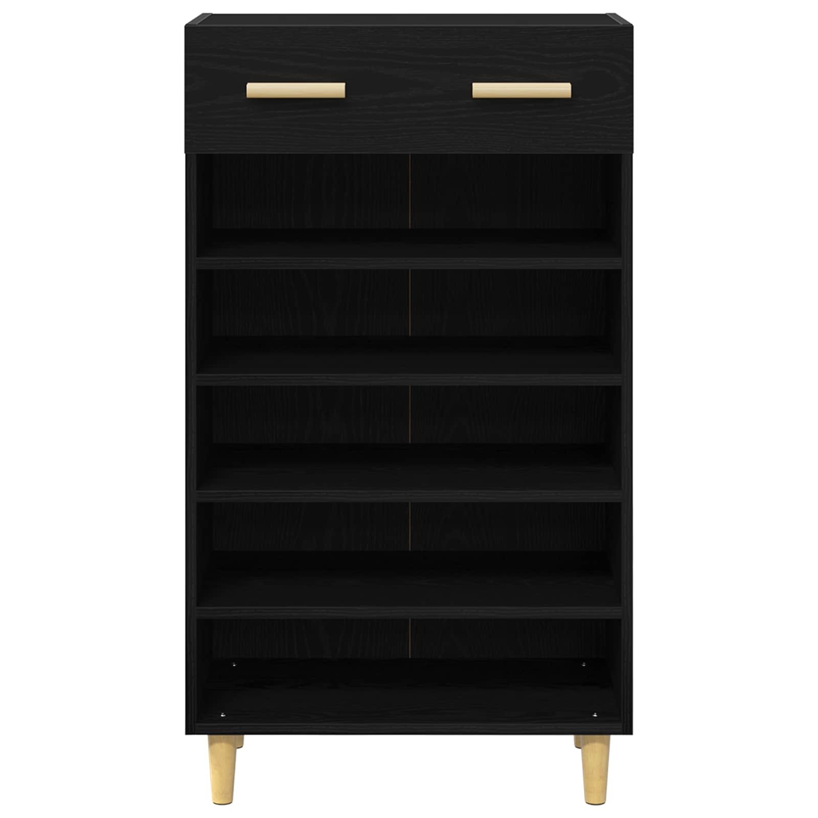 Schoenenkast met lade Zwart Eiken 60 x 35 x 105 cm Bewerkt hout