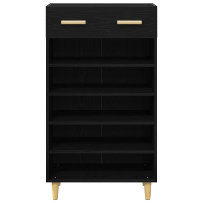 Schoenenkast met lade Zwart Eiken 60 x 35 x 105 cm Bewerkt hout