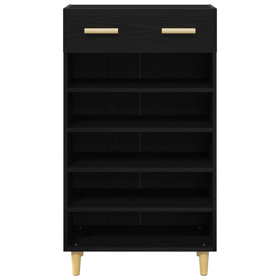 Schoenenkast met lade Zwart Eiken 60 x 35 x 105 cm Bewerkt hout