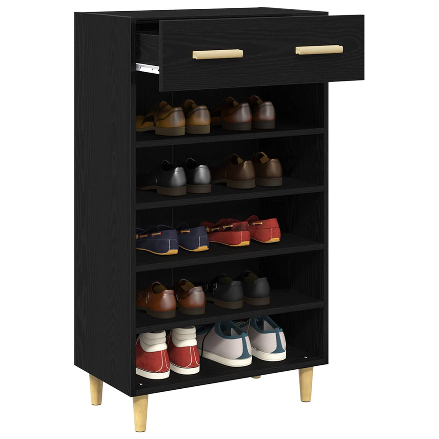 Schoenenkast met lade Zwart Eiken 60 x 35 x 105 cm Bewerkt hout