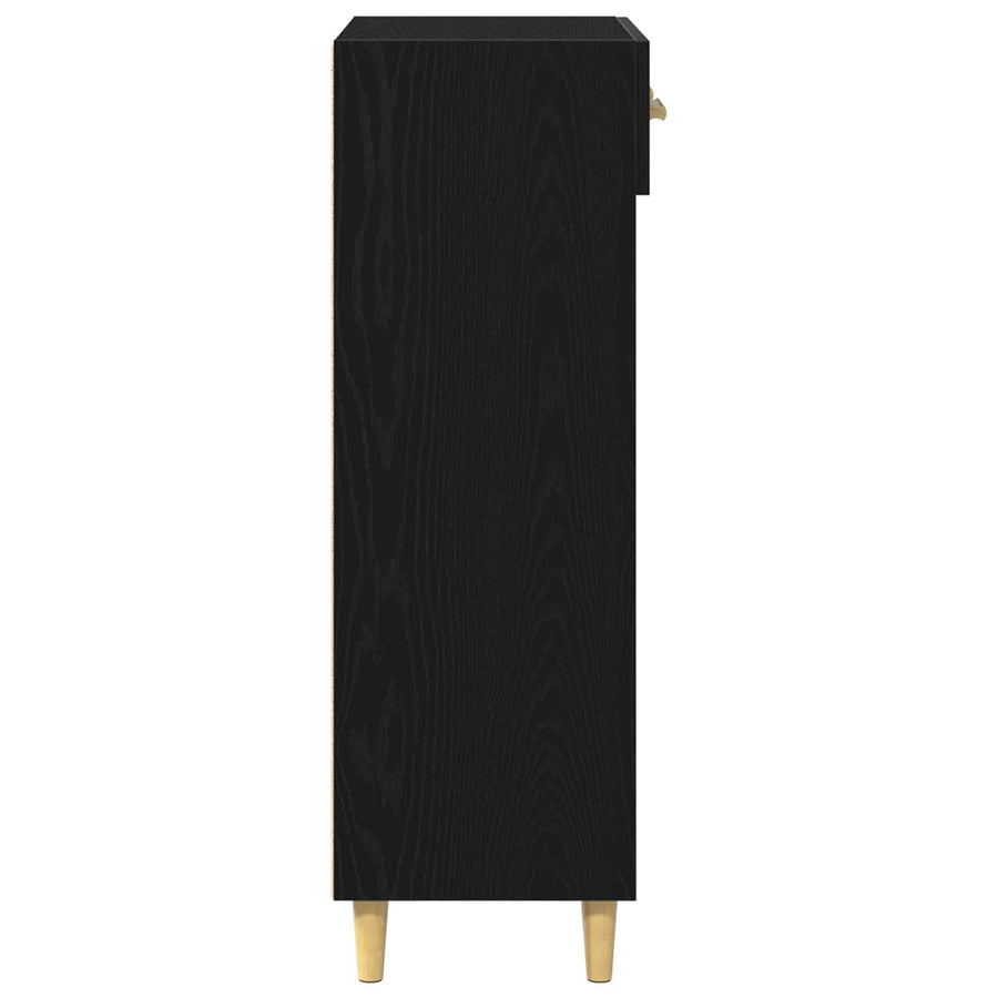 Schoenenkast met lade Zwart Eiken 60 x 35 x 105 cm Bewerkt hout