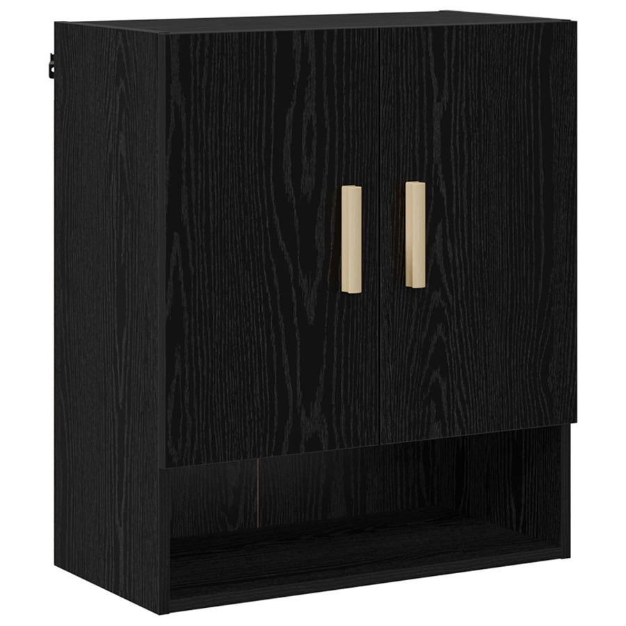 Wandkast Zwart Eiken 60 x 31 x 70 cm Bewerkt hout