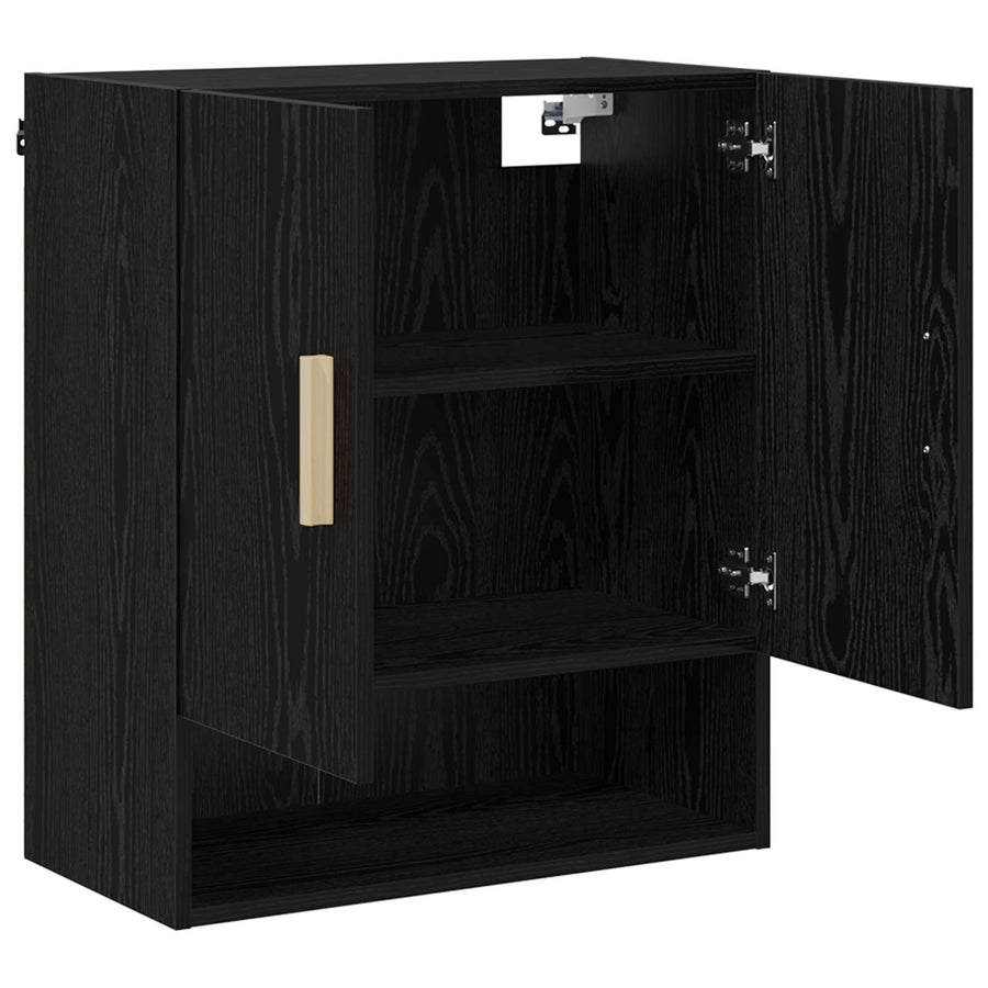 Wandkast Zwart Eiken 60 x 31 x 70 cm Bewerkt hout