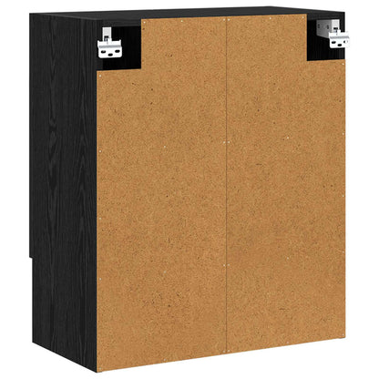 Wandkast Zwart Eiken 60 x 31 x 70 cm Bewerkt hout
