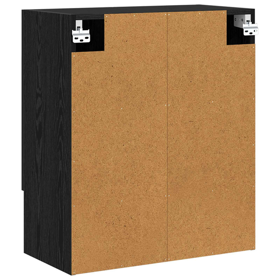 Wandkast Zwart Eiken 60 x 31 x 70 cm Bewerkt hout