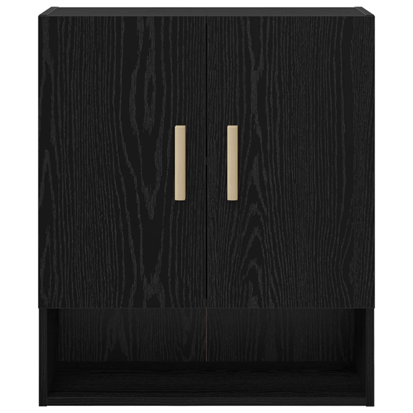 Wandkast Zwart Eiken 60 x 31 x 70 cm Bewerkt hout