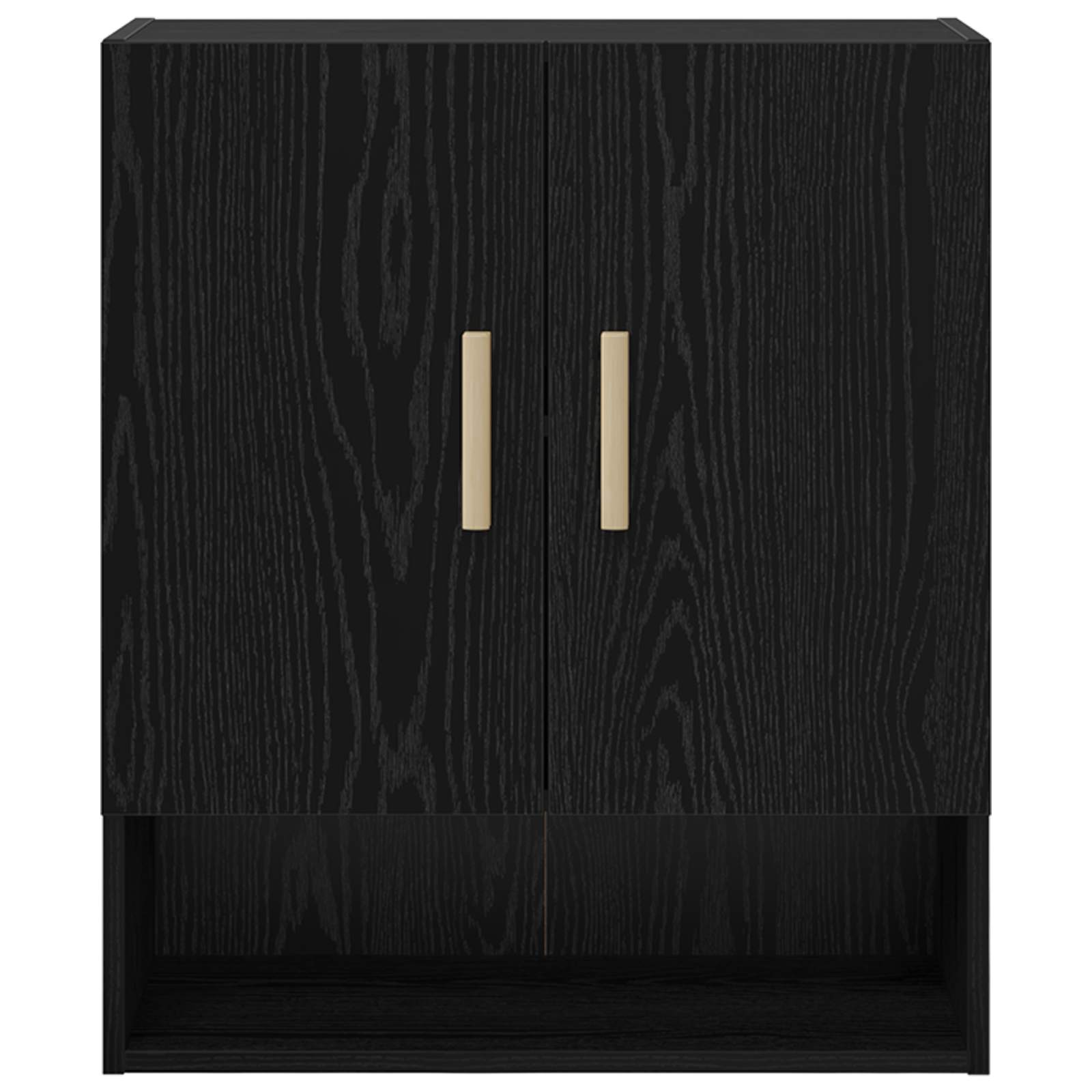 Wandkast Zwart Eiken 60 x 31 x 70 cm Bewerkt hout