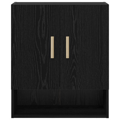 Wandkast Zwart Eiken 60 x 31 x 70 cm Bewerkt hout