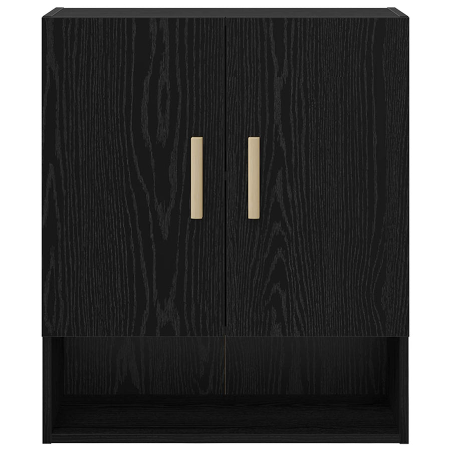 Wandkast Zwart Eiken 60 x 31 x 70 cm Bewerkt hout
