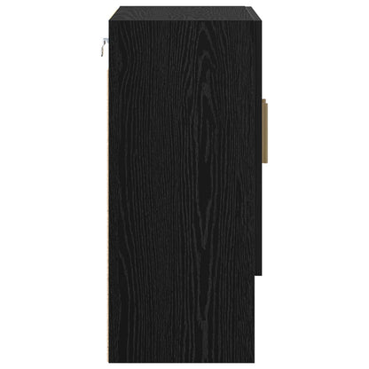 Wandkast Zwart Eiken 60 x 31 x 70 cm Bewerkt hout
