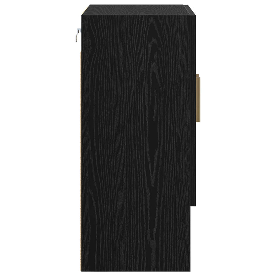 Wandkast Zwart Eiken 60 x 31 x 70 cm Bewerkt hout