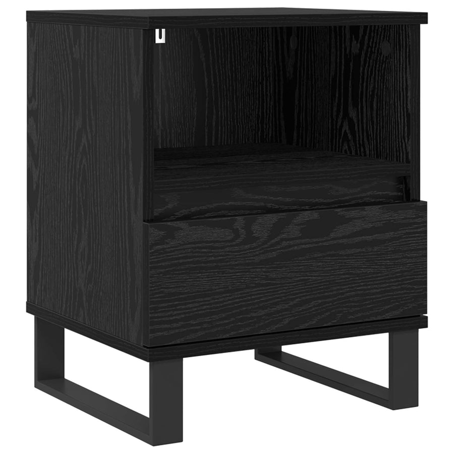 Bed kast met lade Zwart Eiken 40 x 35 x 50 cm Bewerkt hout