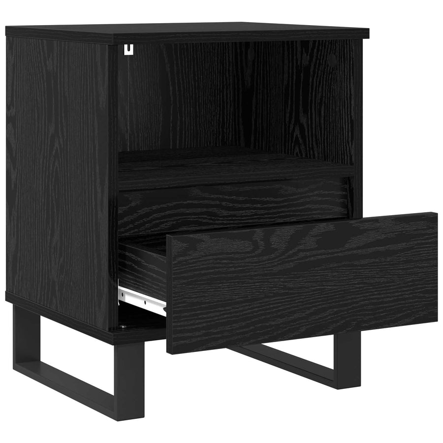 Bed kast met lade Zwart Eiken 40 x 35 x 50 cm Bewerkt hout
