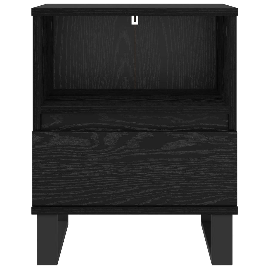 Bed kast met lade Zwart Eiken 40 x 35 x 50 cm Bewerkt hout
