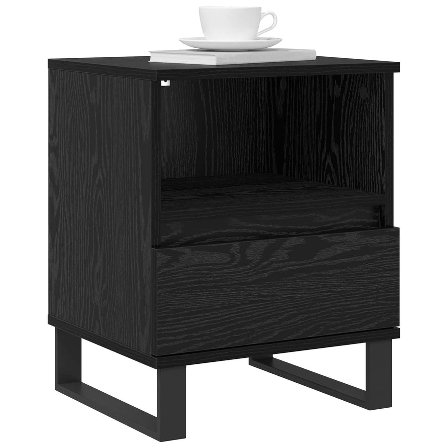 Bed kast met lade Zwart Eiken 40 x 35 x 50 cm Bewerkt hout
