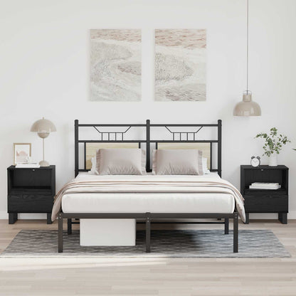 Bed kast met lade Zwart Eiken 40 x 35 x 50 cm Bewerkt hout
