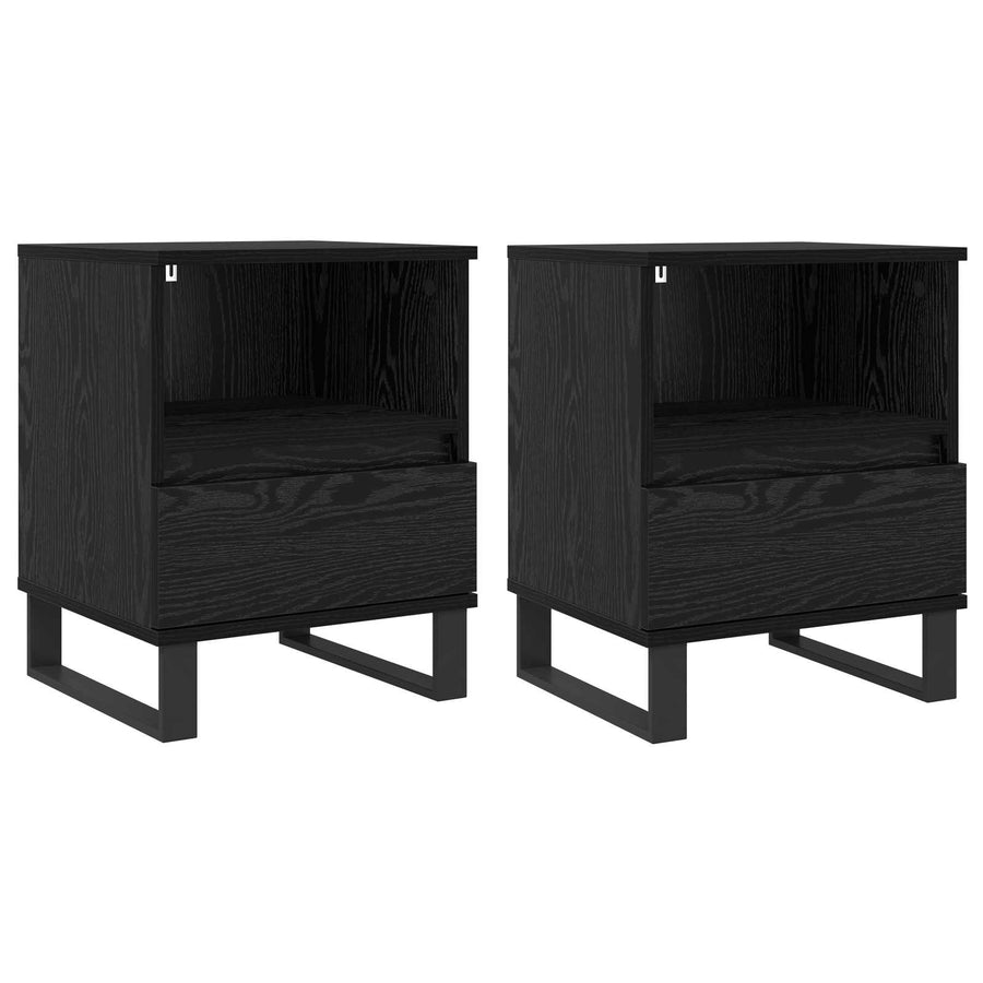 Bed kast met lade Zwart Eiken 40 x 35 x 50 cm Bewerkt hout