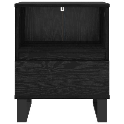 Bed kast met lade Zwart Eiken 40 x 35 x 50 cm Bewerkt hout