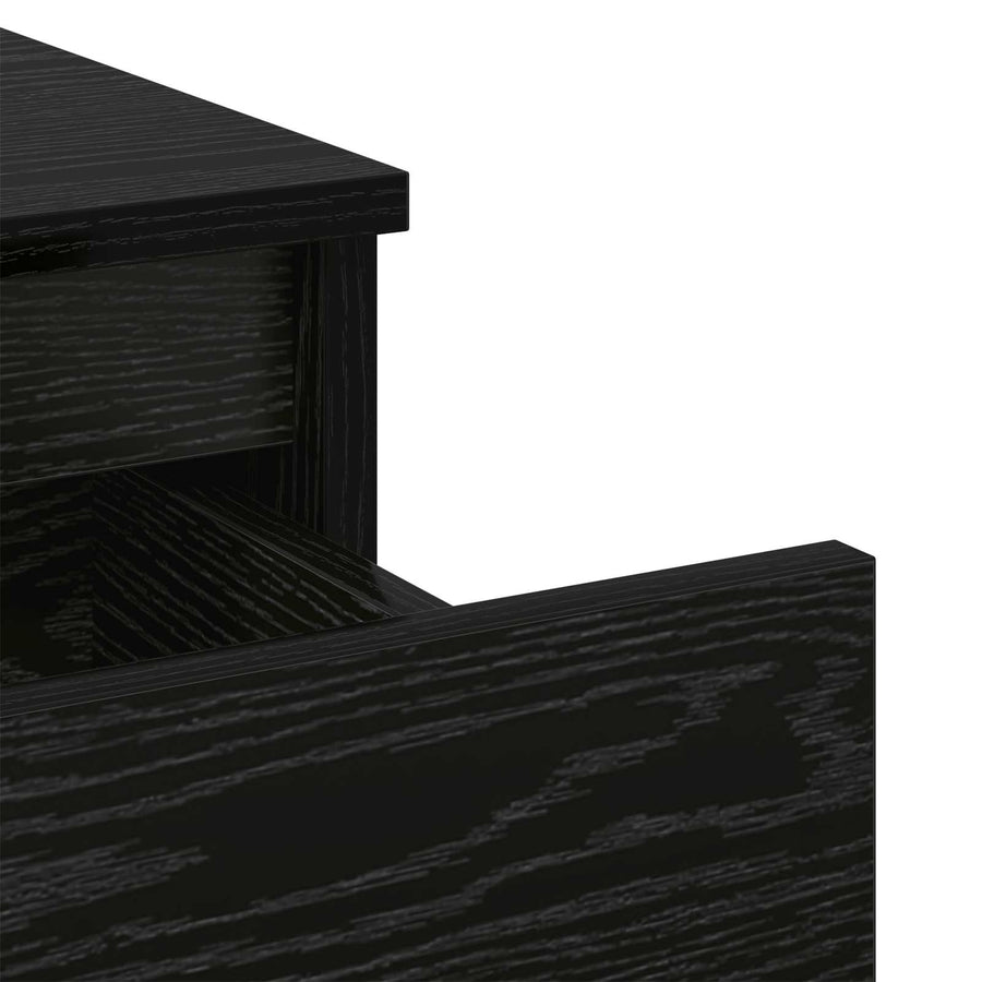 Bed kast met lade Zwart Eiken 40 x 35 x 50 cm Bewerkt hout
