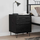 Bedside cabinet with drawer Black Oak 40 x 35 x 50 cm Engineered wood