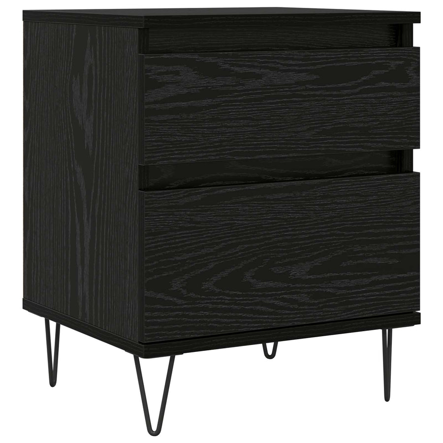 Bed kast met lade Zwart Eiken 40 x 35 x 50 cm Bewerkt hout