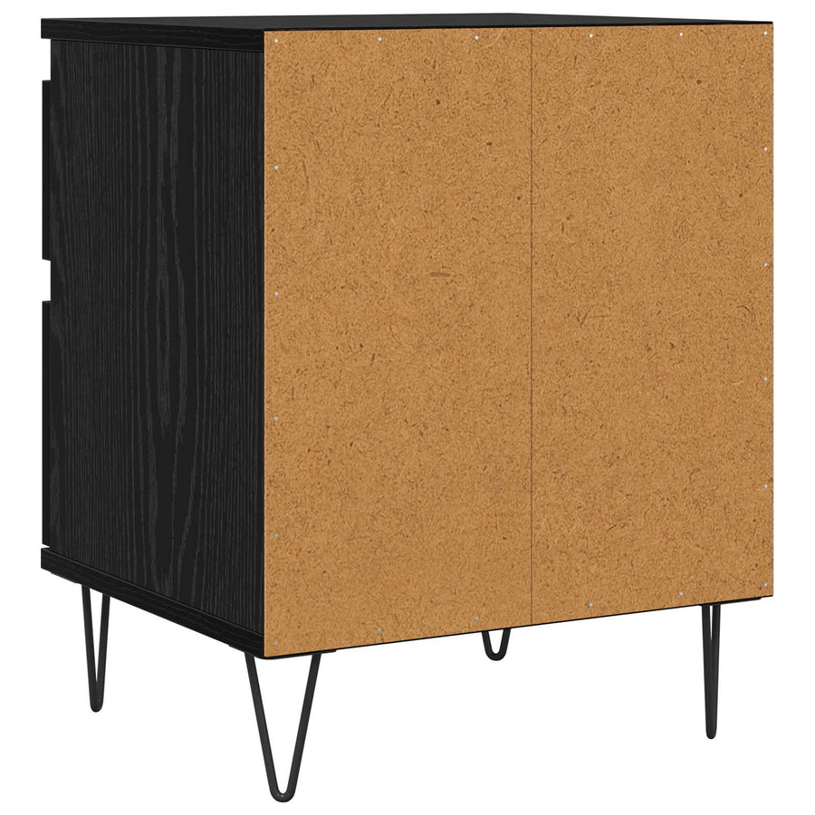 Bed kast met lade Zwart Eiken 40 x 35 x 50 cm Bewerkt hout