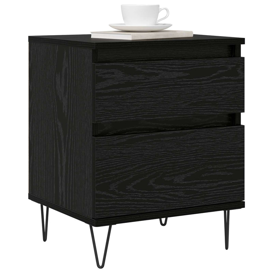 Bed kast met lade Zwart Eiken 40 x 35 x 50 cm Bewerkt hout
