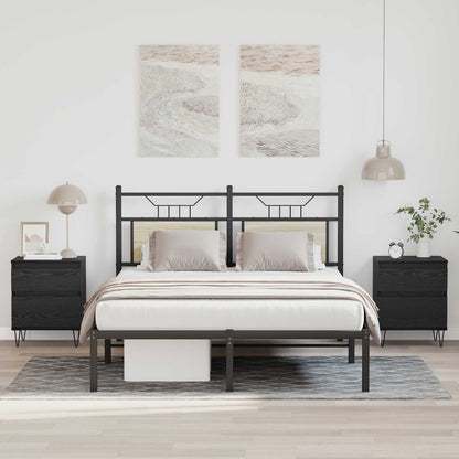 Bed kast met lade Zwart Eiken 40 x 35 x 50 cm Bewerkt hout