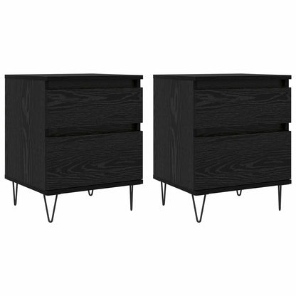 Bed kast met lade Zwart Eiken 40 x 35 x 50 cm Bewerkt hout