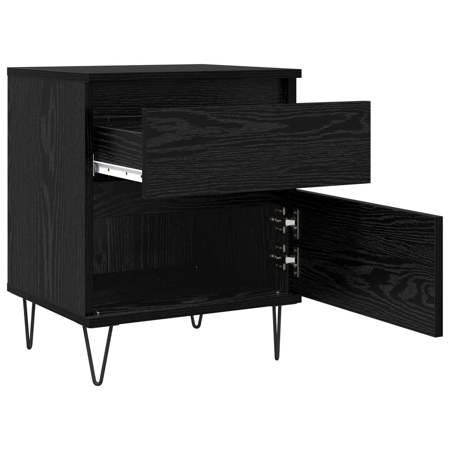Bed kast met lade Zwart Eiken 40 x 35 x 50 cm Bewerkt hout