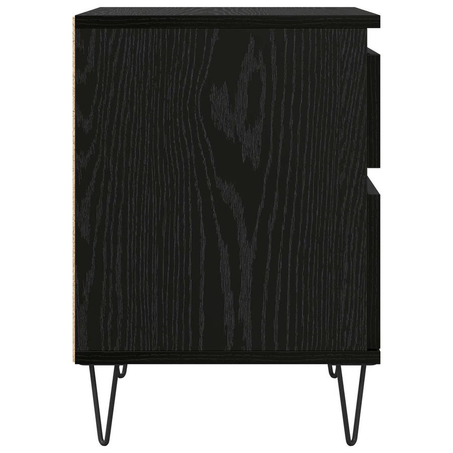 Bed kast met lade Zwart Eiken 40 x 35 x 50 cm Bewerkt hout