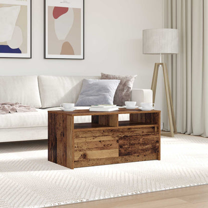 Salontafel met lade Oudhout 90 x 50 x 45 cm Bewerkt hout