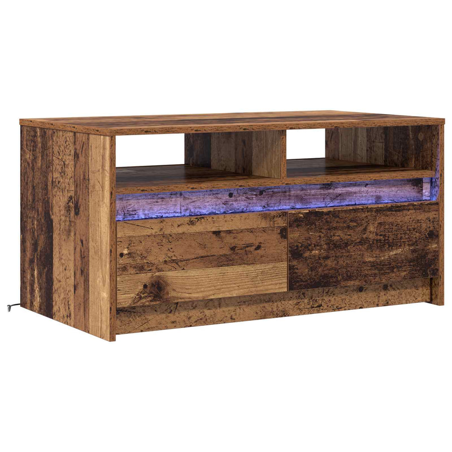 Salontafel met lade Oudhout 90 x 50 x 45 cm Bewerkt hout