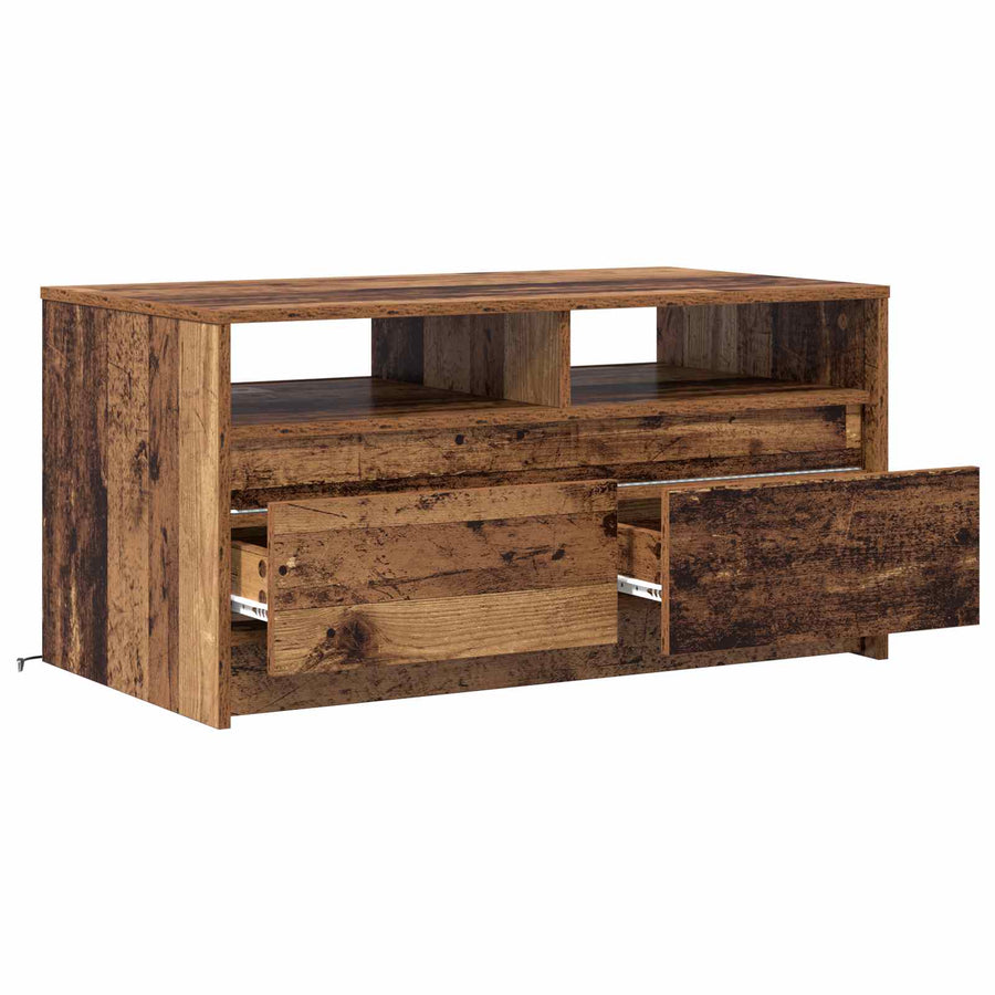 Salontafel met lade Oudhout 90 x 50 x 45 cm Bewerkt hout