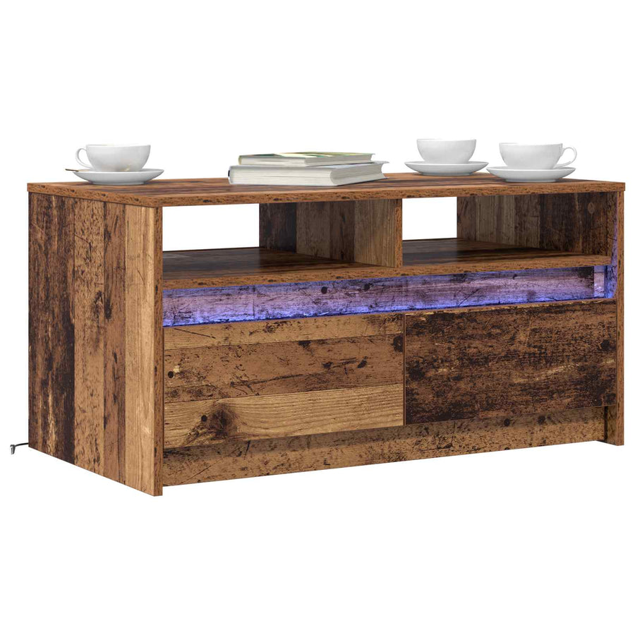 Salontafel met lade Oudhout 90 x 50 x 45 cm Bewerkt hout
